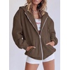 PRETTYGARDEN Women’s Fall Zip Up Hoodies Sweatshirts(Coffee)