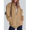 PRETTYGARDEN Women’s Fall Zip Up Hoodies Sweatshirts(Khaki)