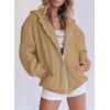 PRETTYGARDEN Women’s Fall Zip Up Hoodies Sweatshirts(Khaki)
