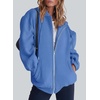 PRETTYGARDEN Women’s Fall Zip Up Hoodies Sweatshirts(Sky Blue)