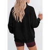 PRETTYGARDEN Womens Mock Neck Sweatshirt Oversized Pullover(Black)