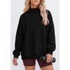 PRETTYGARDEN Womens Mock Neck Sweatshirt Oversized Pullover(Black)