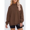 PRETTYGARDEN Womens Mock Neck Sweatshirt Oversized Pullover(Brown)