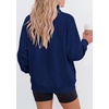 PRETTYGARDEN Womens Mock Neck Sweatshirt Oversized Pullover(Dark Blue)