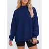 PRETTYGARDEN Womens Mock Neck Sweatshirt Oversized Pullover(Dark Blue)