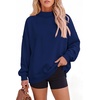 PRETTYGARDEN Womens Mock Neck Sweatshirt Oversized Pullover(Dark Blue)