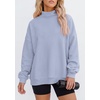 PRETTYGARDEN Womens Mock Neck Sweatshirt Oversized Pullover(Light Blue)