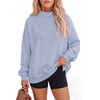 PRETTYGARDEN Womens Mock Neck Sweatshirt Oversized Pullover(Light Blue)