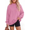 PRETTYGARDEN Womens Mock Neck Sweatshirt Oversized Pullover(Pink)