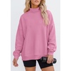 PRETTYGARDEN Womens Mock Neck Sweatshirt Oversized Pullover(Pink)