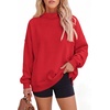 PRETTYGARDEN Womens Mock Neck Sweatshirt Oversized Pullover(Red)