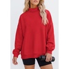 PRETTYGARDEN Womens Mock Neck Sweatshirt Oversized Pullover(Red)