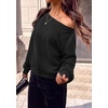 PRETTYGARDEN Womens Off The Shoulder Sweatshirt Fall Long Sleeve Tops(Black)