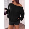 PRETTYGARDEN Womens Off The Shoulder Sweatshirt Fall Long Sleeve Tops(Black)