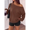 PRETTYGARDEN Womens Off The Shoulder Sweatshirt Fall Long Sleeve Tops(Brown)