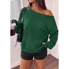 PRETTYGARDEN Womens Off The Shoulder Sweatshirt Fall Long Sleeve Tops(Dark Green)