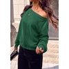 PRETTYGARDEN Womens Off The Shoulder Sweatshirt Fall Long Sleeve Tops(Dark Green)