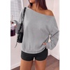 PRETTYGARDEN Womens Off The Shoulder Sweatshirt Fall Long Sleeve Tops(Grey)