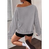 PRETTYGARDEN Womens Off The Shoulder Sweatshirt Fall Long Sleeve Tops(Grey)