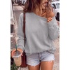 PRETTYGARDEN Womens Off The Shoulder Sweatshirt Fall Long Sleeve Tops(Grey)