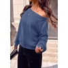 PRETTYGARDEN Womens Off The Shoulder Sweatshirt Fall Long Sleeve Tops(Grey Blue)