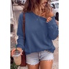 PRETTYGARDEN Womens Off The Shoulder Sweatshirt Fall Long Sleeve Tops(Grey Blue)