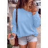 PRETTYGARDEN Womens Off The Shoulder Sweatshirt Fall Long Sleeve Tops(Light Blue)