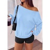 PRETTYGARDEN Womens Off The Shoulder Sweatshirt Fall Long Sleeve Tops(Light Blue)
