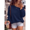 PRETTYGARDEN Womens Off The Shoulder Sweatshirt Fall Long Sleeve Tops(Navy Blue)