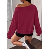PRETTYGARDEN Womens Off The Shoulder Sweatshirt Fall Long Sleeve Tops(Wine Red)