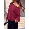 PRETTYGARDEN Womens Off The Shoulder Sweatshirt Fall Long Sleeve Tops(Wine Red)