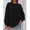 PRETTYGARDEN Womens Oversized Crewneck Sweatshirt(Black)