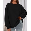 PRETTYGARDEN Womens Oversized Crewneck Sweatshirt(Black)