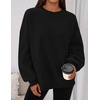 PRETTYGARDEN Womens Oversized Crewneck Sweatshirt(Black)