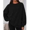 PRETTYGARDEN Womens Oversized Crewneck Sweatshirt(Black)
