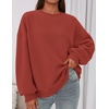 PRETTYGARDEN Womens Oversized Crewneck Sweatshirt(Brick Red)