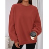 PRETTYGARDEN Womens Oversized Crewneck Sweatshirt(Brick Red)