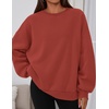 PRETTYGARDEN Womens Oversized Crewneck Sweatshirt(Brick Red)