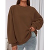 PRETTYGARDEN Womens Oversized Crewneck Sweatshirt(Brown)