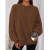 PRETTYGARDEN Womens Oversized Crewneck Sweatshirt(Brown)