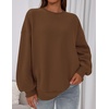 PRETTYGARDEN Womens Oversized Crewneck Sweatshirt(Brown)