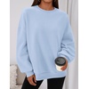 PRETTYGARDEN Womens Oversized Crewneck Sweatshirt(Light Blue)