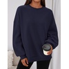 PRETTYGARDEN Womens Oversized Crewneck Sweatshirt(Navy Blue)