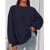 PRETTYGARDEN Womens Oversized Crewneck Sweatshirt(Navy Blue)