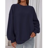 PRETTYGARDEN Womens Oversized Crewneck Sweatshirt(Navy Blue)