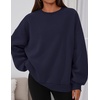 PRETTYGARDEN Womens Oversized Crewneck Sweatshirt(Navy Blue)