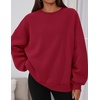 PRETTYGARDEN Womens Oversized Crewneck Sweatshirt(Red)