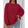 PRETTYGARDEN Womens Oversized Crewneck Sweatshirt(Red)