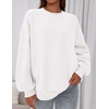 PRETTYGARDEN Womens Oversized Crewneck Sweatshirt(White)