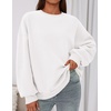 PRETTYGARDEN Womens Oversized Crewneck Sweatshirt(White)